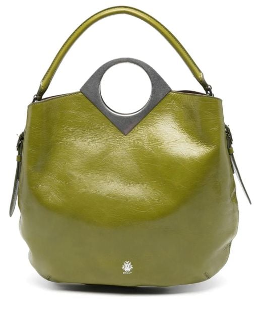 Bally Green Anni Moon Circular-Handle Leather Tote Bag