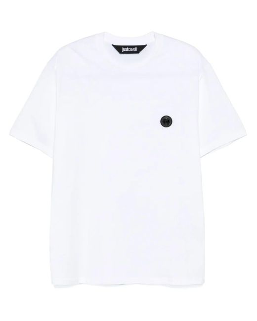 Just Cavalli White Logo Plaque Cotton Jersey Tee for men