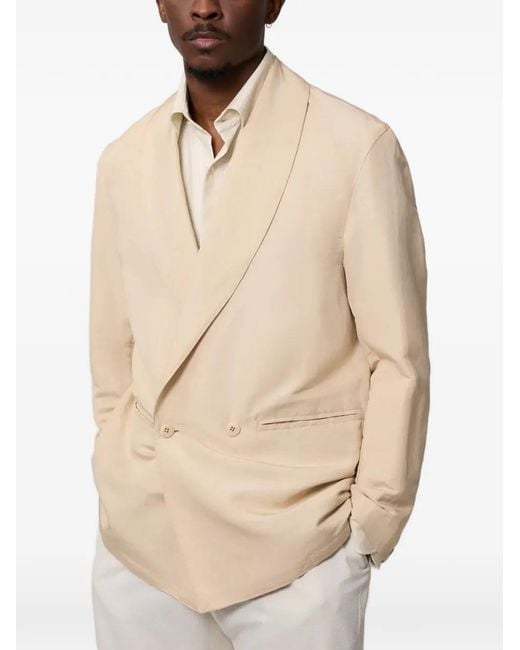 STÒFFA Natural Double-Breasted Shawl-Lapel Jacket for men