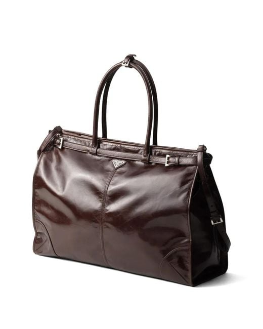 Prada Brown Leather Shopping Bag for men
