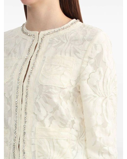 N°21 White Crystal-embellished Guipure Lace Jacket