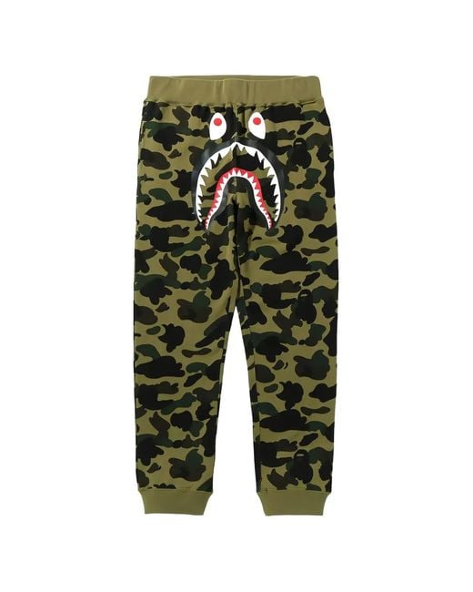 A Bathing Ape Green 1St Camo Shark Track Pants for men
