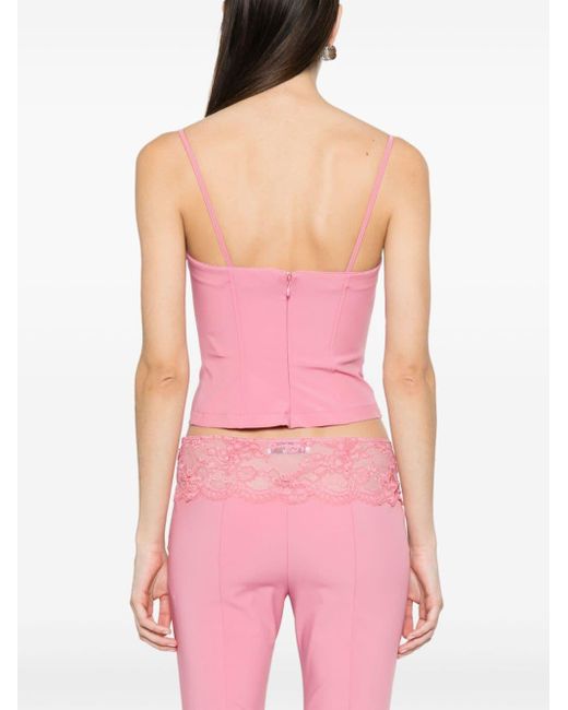 Blumarine Pink Lace-detail Jersey Top