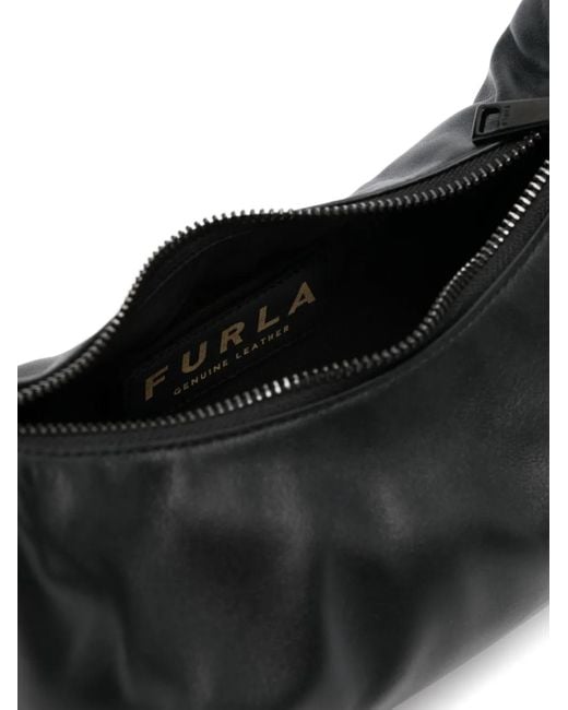 Furla Flow Leren Schoudertas in het Black