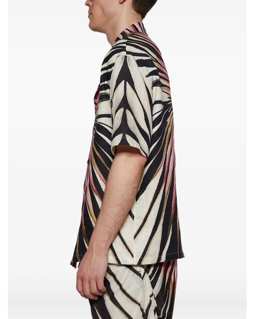 Roberto Cavalli Pink Zebra-Print Short-Sleeve Shirt for men
