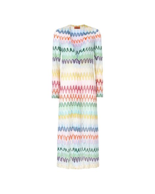 Missoni White Chevron-Pattern Cardi-Coat