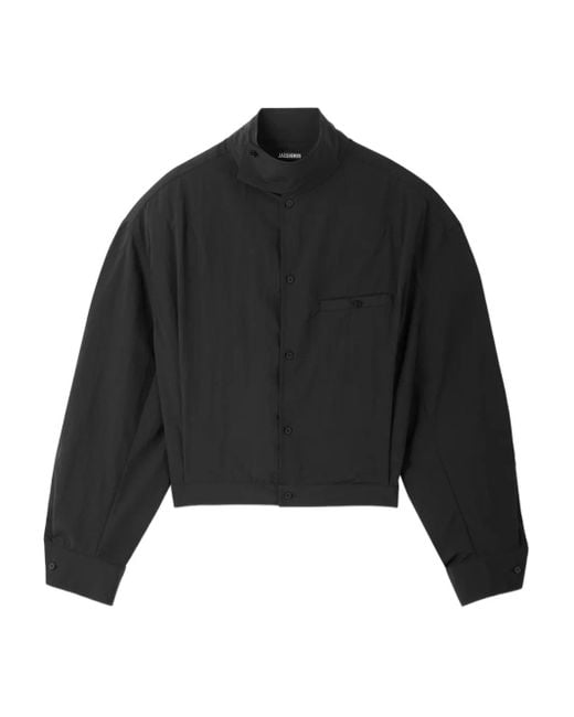 Jacquemus Men's Black Cropped Button-Up Jacket