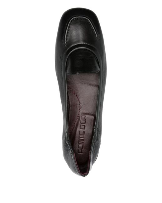 Pomme D ́Or Black Leather Flat Pumps
