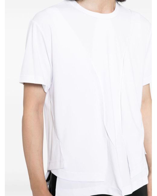 Comme des Garçons White Crew-neck Asymmetric T-shirt for men