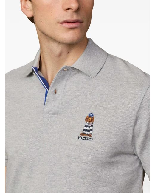Hackett Gray Polo À Col Brodé for men