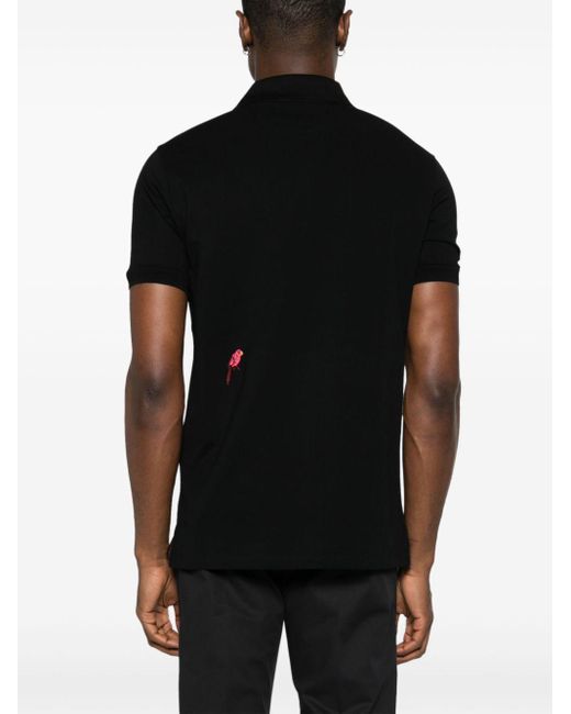 Paul Smith Black Bird-Embroidered Cotton Polo Shirt for men