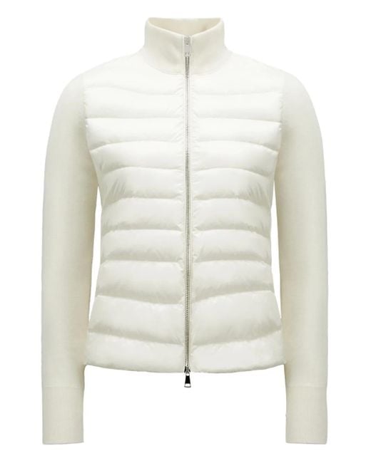 Moncler White Padded Wool Zip-Up Cardigan