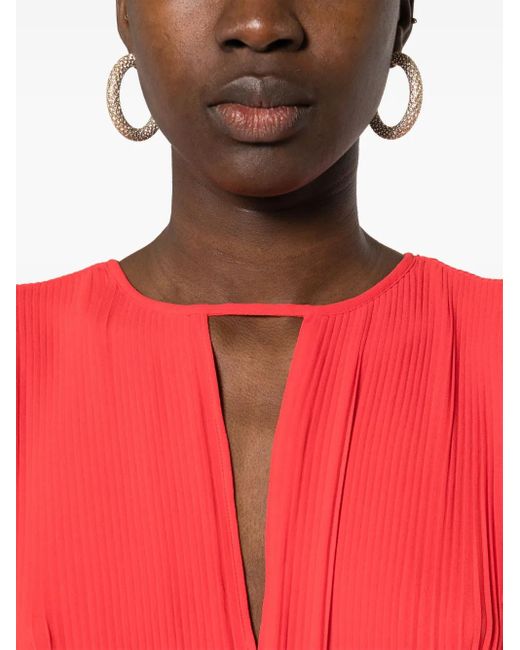 MICHAEL Michael Kors Geplooide Midi-Jurk in het Red
