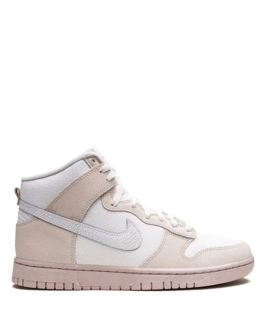 Nike White Dunk High Retro Prm "Cracked Leather Swoosh" Sneakers for men