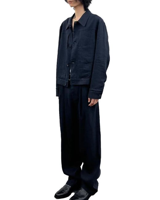 TONYWACK Blue Buttoned Shirt Jacket for men
