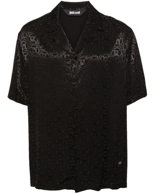 Just Cavalli Hemd aus Monogramm-Jacquard in Black für Herren