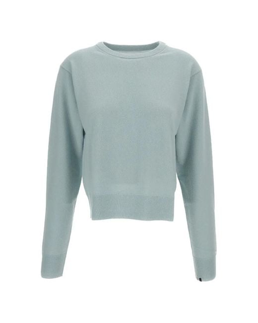 Extreme Cashmere Blue Crew-Neck Ribbed-Trim Sweater