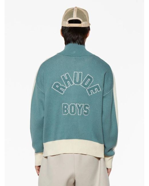 Rhude Blue Rb Knitted Track Jacket for men