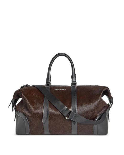 DSquared² Brown Après Ski Leather Duffle Bag for men