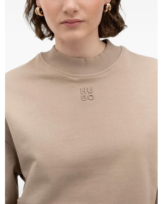 HUGO Blue Logo-Embroidered Mock-Neck Sweater