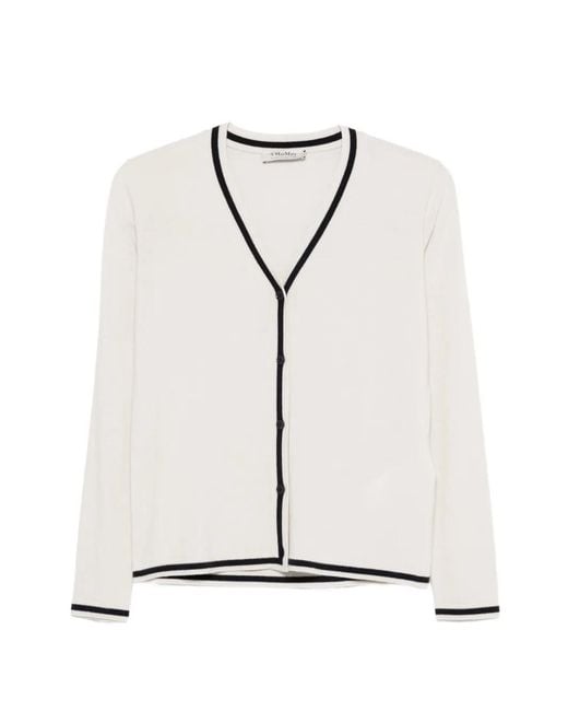 Max Mara White V-Neck Cardigan