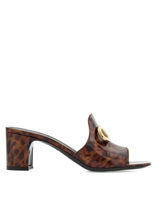 Ferragamo Brown 50Mm Gancini-Buckle Mules