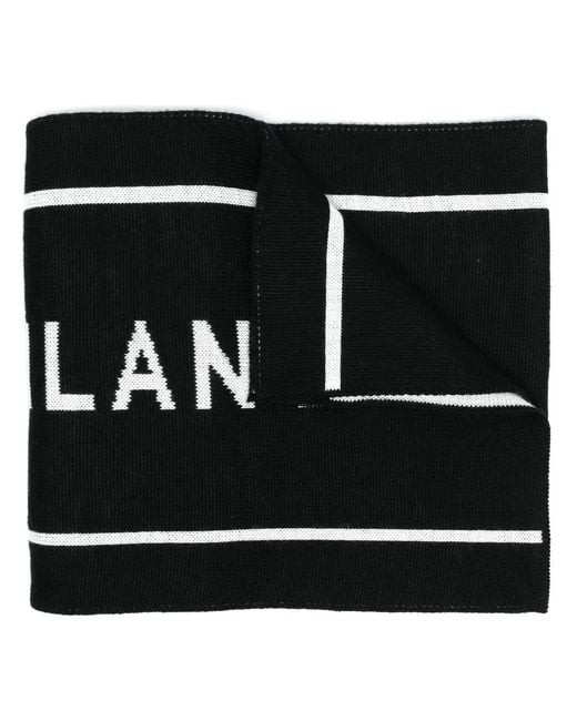 Moschino Black Logo-Intarsia Scarf for men