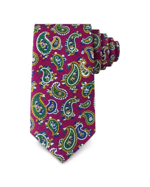 Bona Furtuna White Paisley-Print Tie for men