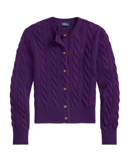 Polo Ralph Lauren Purple Cable-Knit Cardigan