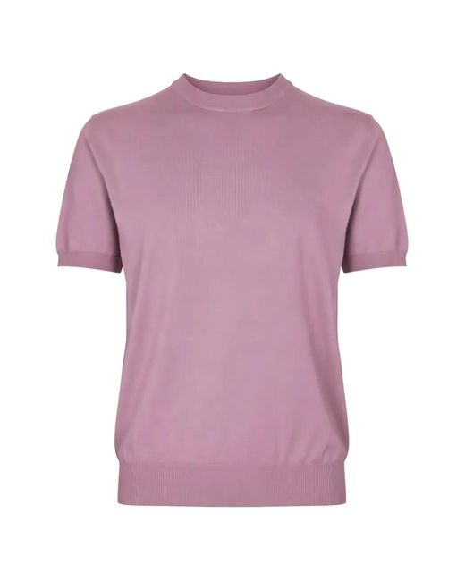 Altea Pink Fine-Knit Ribbed-Trim T-Shirt for men