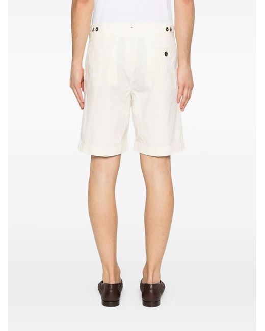 Berwich White Button Pleated Shorts for men