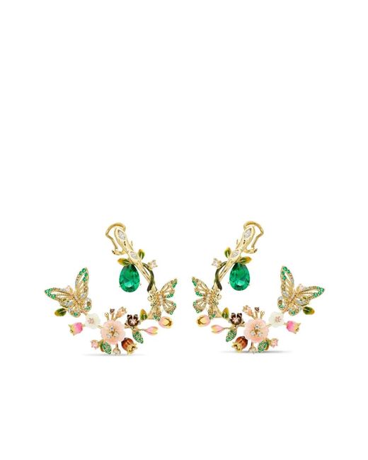 Anabela Chan Metallic 18Kt Vermeil Butterfly Garland Multi-Stone And Diamond Clip-On Earrings