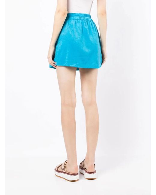 Bambah Blue Towelling-Effect Mini Skirt