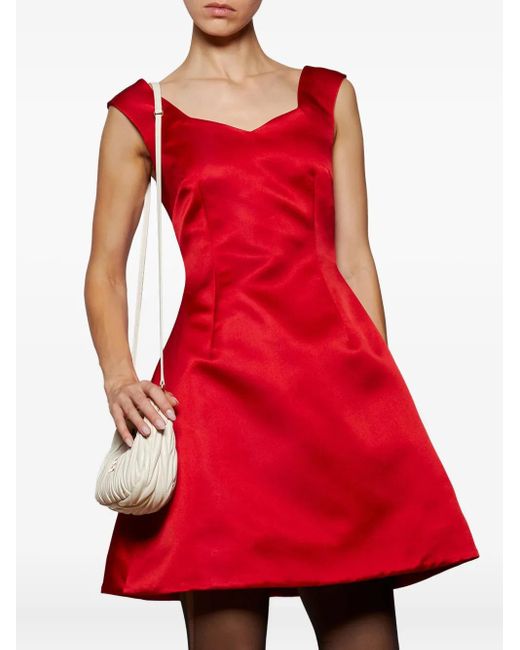 Rosie Assoulin Red Sweetheart-Neck Mini Dress