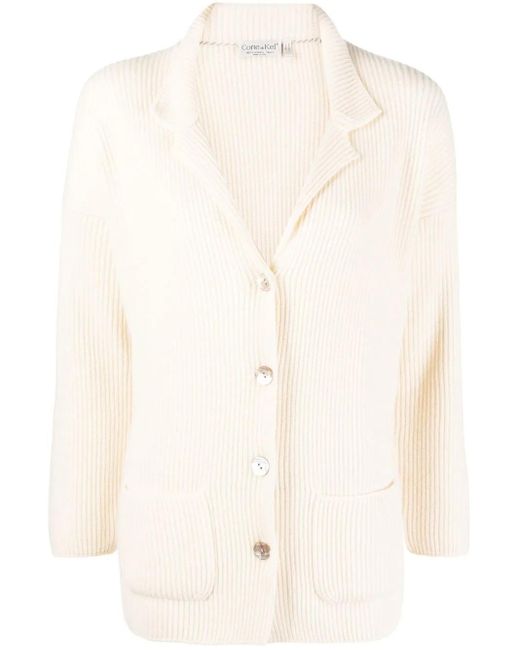 CORTE DI KEL Natural Ribbed-Knit Cardigan