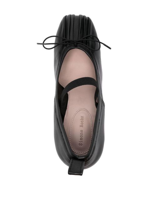 Simone Rocha Black Heeled Leather Ballerina Shoes