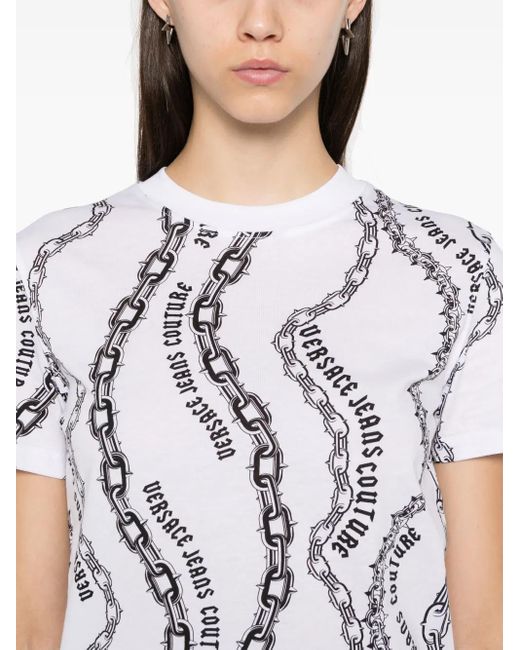 Versace Jeans Couture White Logo-Chain T-Shirt