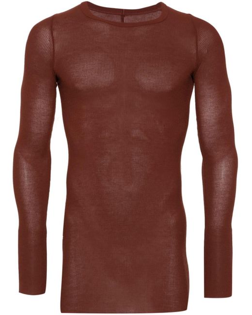 Rick Owens Brown Fine-ribbed Long-sleeve T-shirt for men
