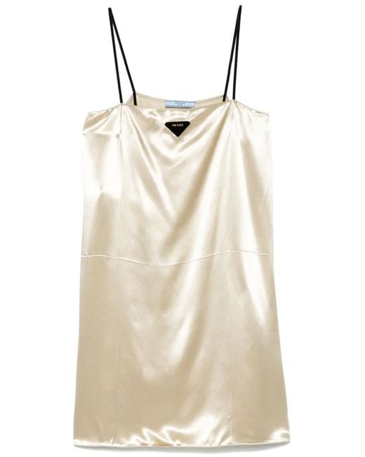 Vestido tipo polo con logo triangular Prada de color Natural