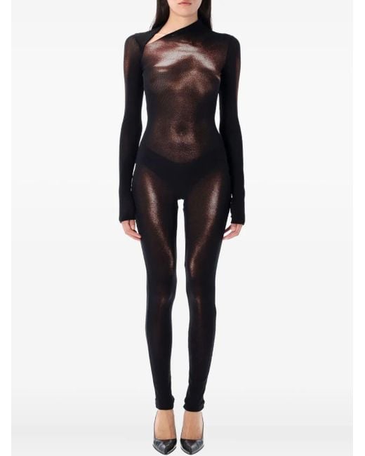 Mono largo de malla con cuerpo estampado Jean Paul Gaultier de color Black