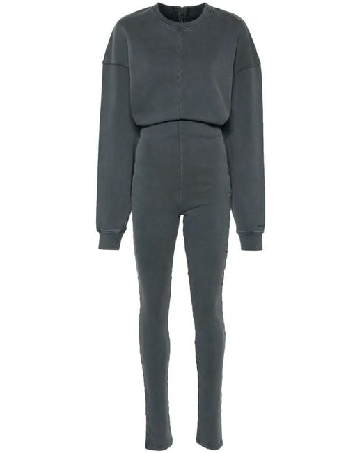 Acne Gray Long-Sleeve Cotton Jumpsuit