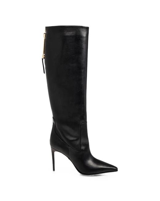 DSquared² Black Pointed-Toe Zip-Fastening Knee-High Boots