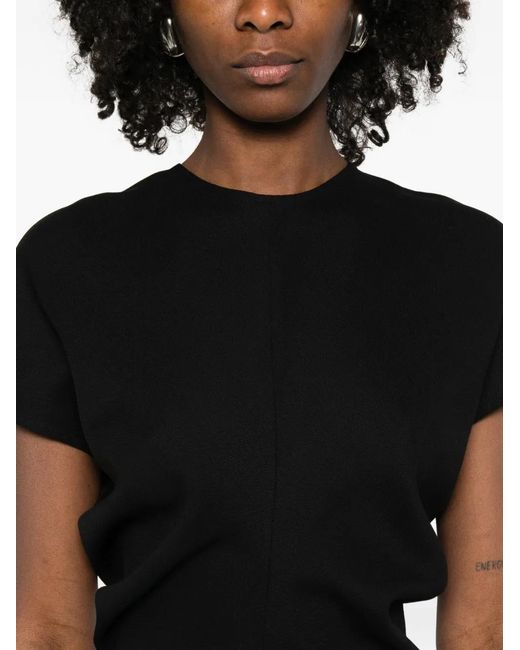 Totême Black Short-Sleeve Midi Dress
