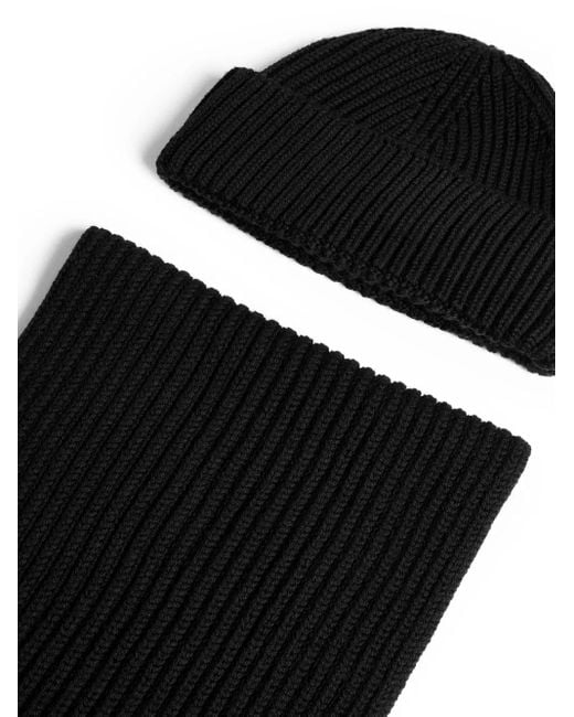 DSquared² Black Knit Scarf Beanie Gift Box for men