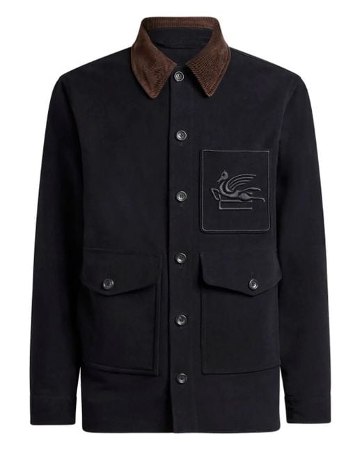 Etro Black Pegasus Jacket With Applique for men
