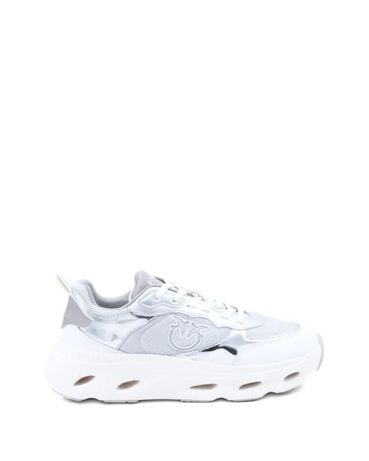 Pinko White Logo Embossed Sneakers