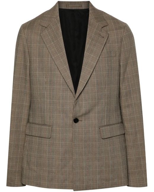AllSaints Brown Maffrett Fine-Check Blazer for men