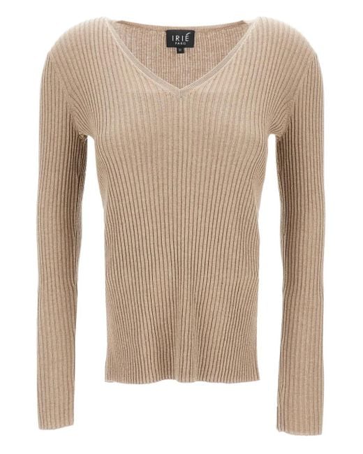 Irie Natural V-Neck Ribbed-Knit Jumper