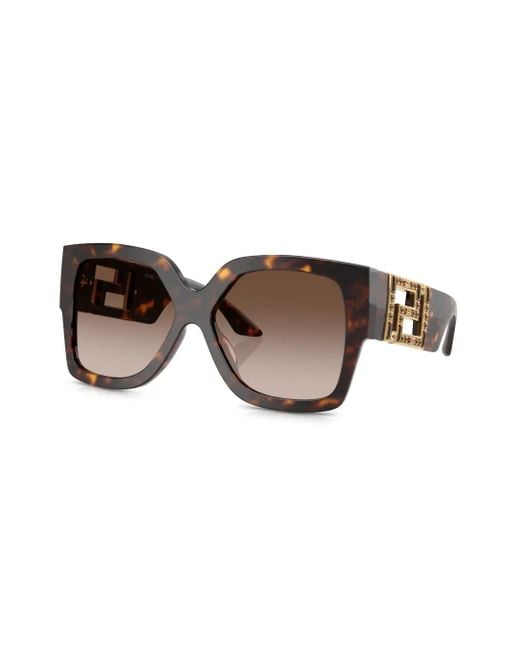 Versace Brown Medusa-Plaque Oversized-Frame Sunglasses