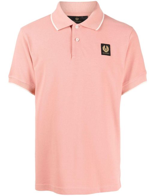 Belstaff Pink Logo-appliqué Cotton Polo Shirt for men